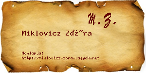 Miklovicz Zóra névjegykártya